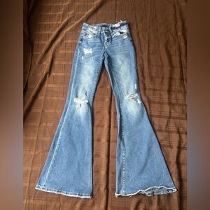 Flying Monkey Distressed Blue Flare Jeans